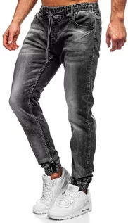 Spodnie męskie - Czarne spodnie jeansowe joggery męskie Denley 30048S0 - grafika 1