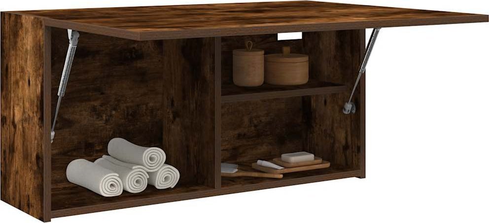 vidaXL Wisząca szafka łazienkowa, przydymiony dąb, 80x25x40 cm