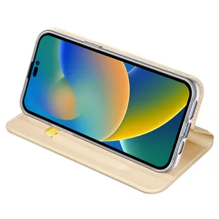 Dux Ducis Skin Pro kabura etui pokrowiec z klapką iPhone 14 Pro Max złoty - Etui i futerały do telefonów - miniaturka - grafika 4