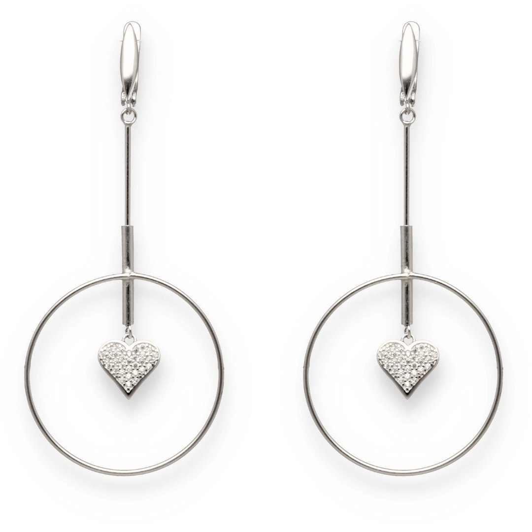 Srebrne Kolczyki Na Ang. Zapięciu z Sercem Pr.925