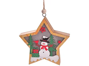 Lampka świąteczna BELINE drewniana bałwanek gwiazda - Oświetlenie świąteczne - miniaturka - grafika 1
