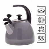 Czajniki na gaz - Czajnik imbryk emaliowany z gwizdkiem automat 2,5L - miniaturka - grafika 1