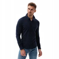 Koszule męskie - Koszula męska granatowa bawełniana slim casual Ombre OM-SHCS-0177 V2 r. S - miniaturka - grafika 1