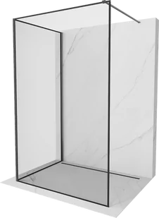 Mexen Kioto ścianka prysznicowa Walk-in 140 x 110 cm, czarny wzór, gun gray szczotkowany - 800-140-212-66-70-110 - Ścianki i drzwi prysznicowe - miniaturka - grafika 1