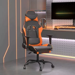 vidaXL Fotel gamingowy z masażem i podnóżkiem czarny pomarańczowy sztuczna skóra - Fotel gamingowy - Fotele gamingowe - Fotel biurowy - Krzesło - Fotele gamingowe - miniaturka - grafika 1