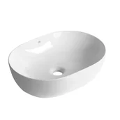 Umywalki - Umywalka nablatowa Laveo Lomami 49x36 cm owalna biały połysk VUL_6248 - miniaturka - grafika 1