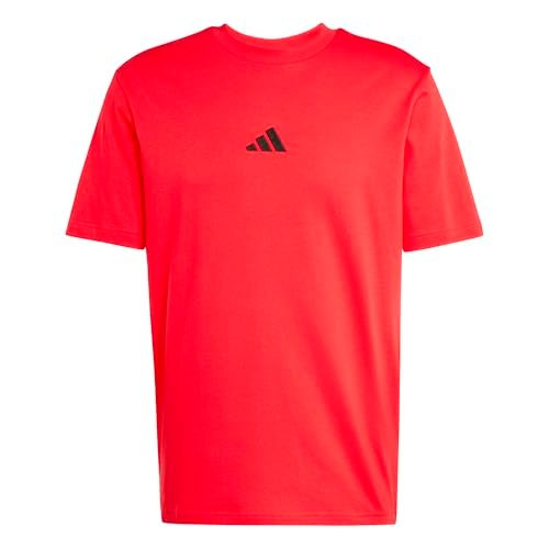 adidas Mężczyźni ESSENTIALS SMALL LOGO SINGLE JERSEY TEE, pure ruby/black, L