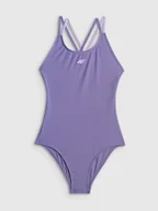 Stroje kąpielowe dla dziewczynek - 4F Kostium kąpielowy jednoczęściowy dziewczęcy - fioletowy 158/164 (12-14 lat) - miniaturka - grafika 1