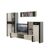 Inne meble do salonu - Meblościanka 1 Hugo MebloCross Śliwa Wallis / Czarny Połysk - miniaturka - grafika 1