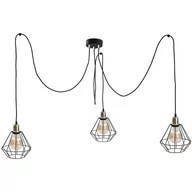 Lampy sufitowe - KET Loftowa LAMPA wisząca druciana OPRAWA metalowy ZWIS pająk czarny złoty KET447 - miniaturka - grafika 1