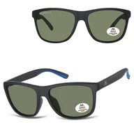 Okulary korekcyjne, oprawki, szkła - Prostokątne okulary męskie przeciwsłoneczne z polaryzacją MP199A czarne/niebieskie - miniaturka - grafika 1