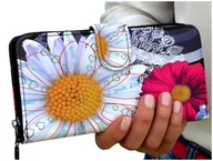 Portfele - PORTFEL DAMSKI w Kwiaty PODWÓJNY PORTMONETKA - miniaturka - grafika 1