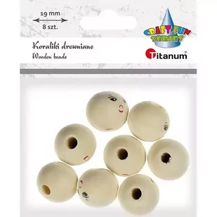 Titanum Koraliki drewniane okrągłe z twarzą 8 szt. - Decoupage - miniaturka - grafika 1