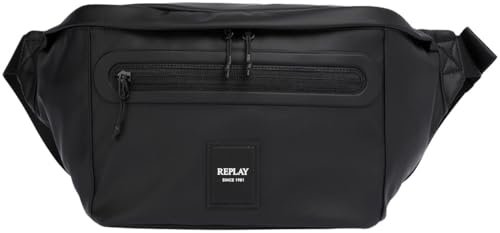 Replay Męska saszetka biodrowa z kieszenią zewnętrzną, czarna 0098 (czarna), rozmiar uniwersalny, 0098 Czarny, Nowoczesny
