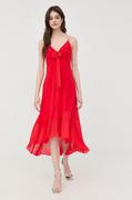 Sukienki - Morgan sukienka kolor czerwony midi rozkloszowana - miniaturka - grafika 1