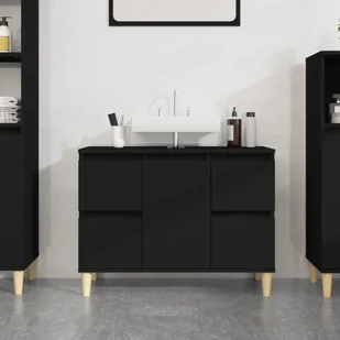 vidaXL Szafka pod umywalkę, czarna, 80x33x60 cm - Szafki łazienkowe - miniaturka - grafika 1