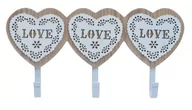 Wieszaki i stojaki - wieszak drewniany z sercami potrójny "love" - miniaturka - grafika 1