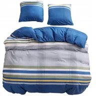 Pościel - Pościel 140x200 bawełna satynowa dwustronna GierekHoff 2 el krata - miniaturka - grafika 1