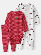 Body dla niemowląt - carter's 3-częściowy zestaw w kolorze czerwono-szarym - miniaturka - grafika 1