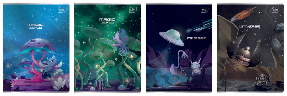 Interdruk, Zeszyt A5 16 kartel linia dwukolorowa Metallic Fantasy mix