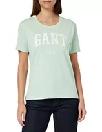 Koszulki i topy damskie - GANT Damska koszulka z logo SS (miętowa) zielona, standardowa, Minty Green, XXL - miniaturka - grafika 1