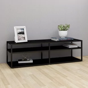 Lumarko Szafka pod TV, czarna, 140x40x40,5 cm, szkło hartowane - Szafki RTV - miniaturka - grafika 1