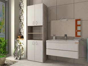 Słupek łazienkowy Adaś 4D sonoma/biel 56 cm - Szafki łazienkowe - miniaturka - grafika 2