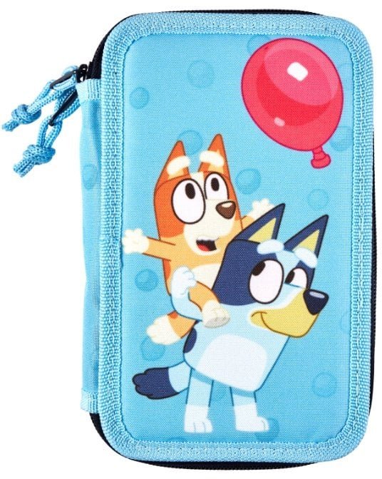 Piórnik Euromic Bluey 2-compartment filled pencil case, 300D RPET nylon, A6 notebook, sharpener, ruler 15 cm, 12 colouring pencils, 2 pencils, eraser, 300D nylon, 19.5 x 12.5 x 5 cm