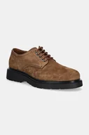 Półbuty męskie - Calvin Klein półbuty nubukowe DERBY SUEDE kolor brązowy HM0HM01689 - miniaturka - grafika 1