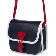 Torebki damskie - Torebka Damska Skórzana listonoszka mała na ramię wizytowa Niebieska - miniaturka - grafika 1