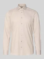 Koszule męskie - Koszula biznesowa o kroju slim fit z mieszanki bawełny z kołnierzykiem typu kent - miniaturka - grafika 1