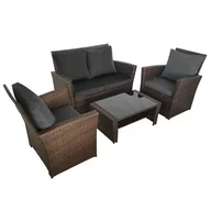 Meble ogrodowe - Meble ogrodowe z technorattanu sofa, stół, fotele zestaw Lagos kolor brąz - miniaturka - grafika 1