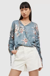 Bluzki damskie - AllSaints AllSaints bluzka z domieszką jedwabiu damska w kwiaty - grafika 1