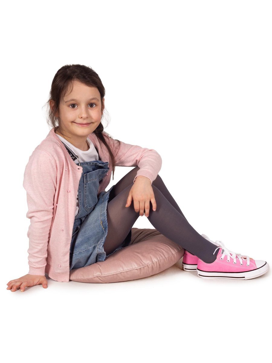 Rajstopy dziecięce mikrofibra gładkie grafitowe 40 DEN 128-134