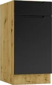 Szafki kuchenne - Stolkar Szafka kuchenna stojąca ISABEL D40S/1 P/L czarny mat/dąb artisan STOLKAR - miniaturka - grafika 1