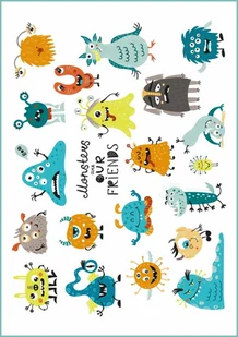 Tatuaże tymczasowe zmywalne monsters, arkusz A4 - Zabawki kreatywne - miniaturka - grafika 1