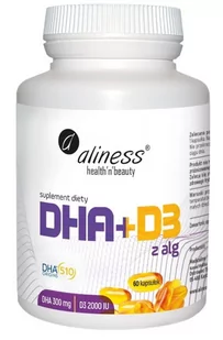 Aliness Omega DHA 300 mg z alg + D3 2000IU x 60 kaps - Witaminy i minerały - miniaturka - grafika 1