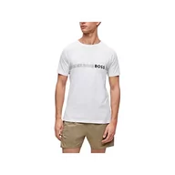 Koszulki męskie - BOSS Męski T-shirt RN Slim Fit Slim-Fit z ochroną UV LSF 50+, White100, XXL - miniaturka - grafika 1