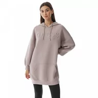 Bluzy sportowe damskie - Damska bluza dresowa nierozpinana z kapturem Guess Cindra - beżowa - GUESS - miniaturka - grafika 1