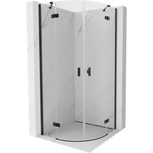 Mexen Mist kabina prysznicowa półokrągła uchylna 100 x 100 cm, transparent, czarna - 8A33-100-100-70-00 - Kabiny prysznicowe - miniaturka - grafika 1