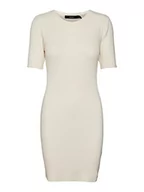 Sukienki - VERO MODA Damska sukienka VMGOLD Rib SS O-Neck Short Dress Kleid, Birch, XL, brzoza, XL - miniaturka - grafika 1