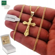 Biżuteria dla dzieci - ZŁOTY NASZYJNIK Z KRZYŻYKIEM SREBRO 925 DLA CHŁOPCA NA KOMUNIĘ NA CHRZEST - miniaturka - grafika 1