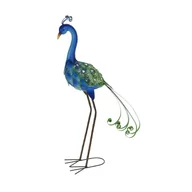 Pozostałe ozdoby ogrodowe - Niebieski PAW do OGRODU dekoracja FIGURKA metalowa 80 cm - miniaturka - grafika 1