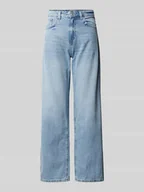 Spodnie damskie - Jeansy o kroju straight fit z czystej bawełny model ‘ELLA’ - miniaturka - grafika 1