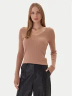 Swetry damskie - Kontatto Sweter 3M0818C Beżowy Slim Fit - miniaturka - grafika 1