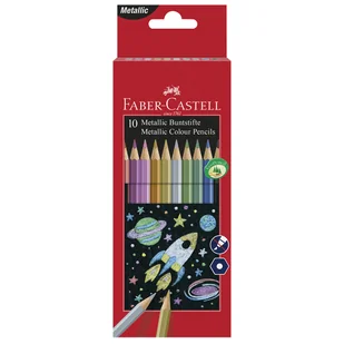 Kredki ołówkowe 10 kolorów metaliczne sześciokątne FABER-CASTELL /1201583 FC/ AM539 - Przybory szkolne - miniaturka - grafika 1