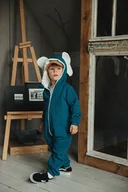 Kombinezony dla dzieci - Kombinezon z kapturem z uszami słonia granatowy - miniaturka - grafika 1