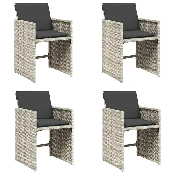 Zestaw 4 jasnoszarych krzeseł ogrodowych z antracytowymi poduszkami 50,5x5
