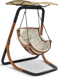 Elior Beżowy fotel wiszący z daszkiem - Pasos 3X - Fotele ogrodowe wiszące - miniaturka - grafika 1