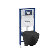 Stelaże i zestawy podtynkowe do WC - Zestaw Podtynkowy WC Geberit Duofix Sigma Deante Peonia czarna - miniaturka - grafika 1